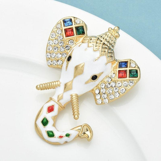 Brosa aurie, forma de cap de elefant, cu pietre, Ise C1 - Pursehuit.ro