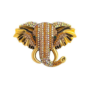 Brosa aurie, forma de cap de elefant, cu pietre, Lilou C1 - Pursehuit.ro