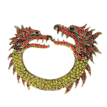 Brosa aurie, forma de dragon, cu pietre, Marvel C1 - Pursehuit.ro