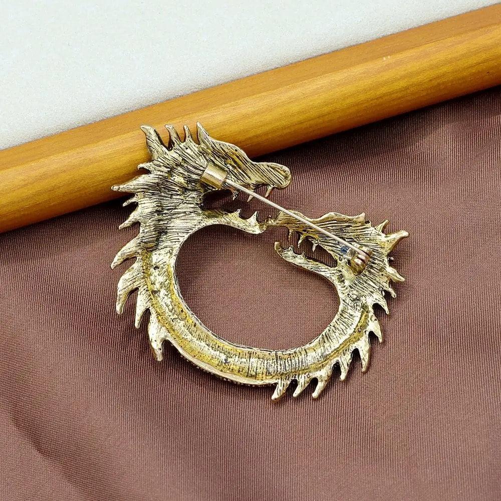 Brosa aurie, forma de dragon, cu pietre, Marvel C1 - Pursehuit.ro