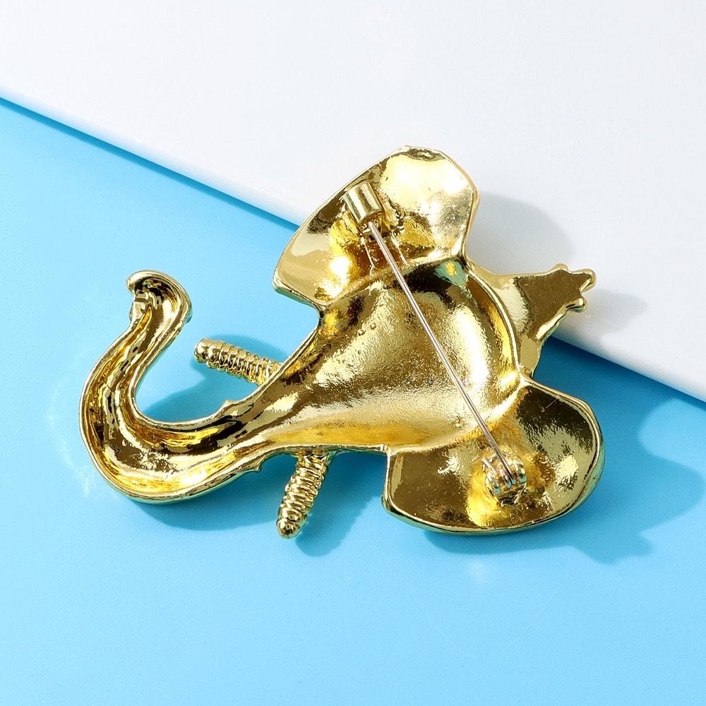 Brosa aurie, forma de elefant, cu pietre, Andreana C2 - Pursehuit.ro