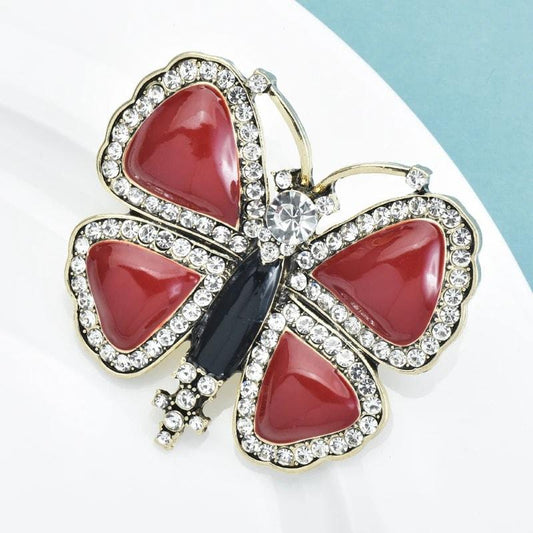 Brosa aurie, forma de fluture, cu pietre, Riina C3 - Pursehuit.ro