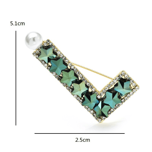 Brosa aurie, forma de litera L, cu pietre si perla, Jaana C2 - Pursehuit.ro