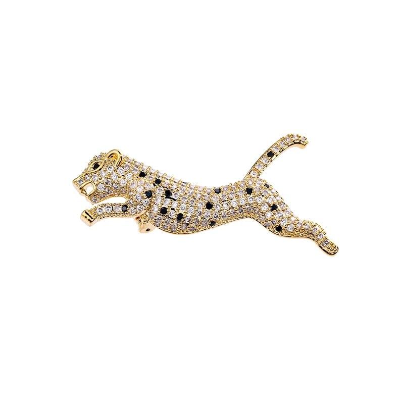 Brosa aurie, forma de pantera, cu pietre din zirconiu, Odelia C1 - Pursehuit.ro