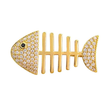 Brosa aurie, forma de peste, cu pietre din zirconiu, Marine C2 - Pursehuit.ro