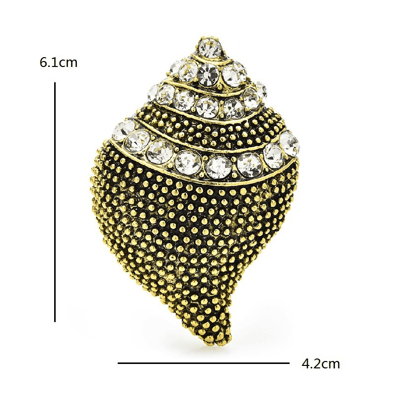 Brosa aurie, forma de scoica, cu pietre, Iva C3 OUT - Pursehuit.ro