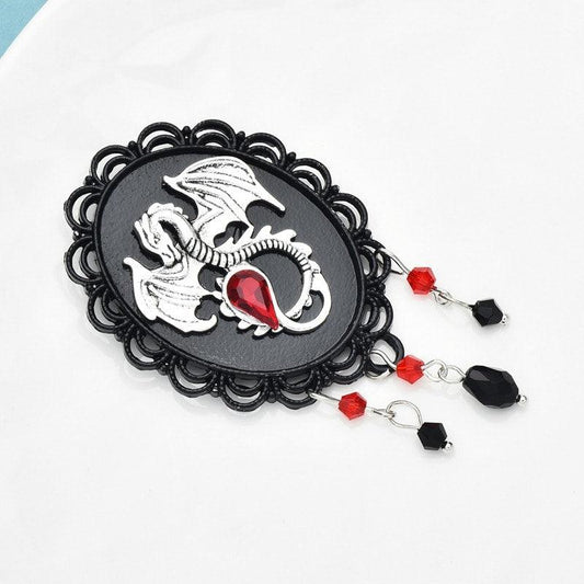 Brosa neagra, cu dragon si pietre, Ivona C2 OUT - Pursehuit.ro