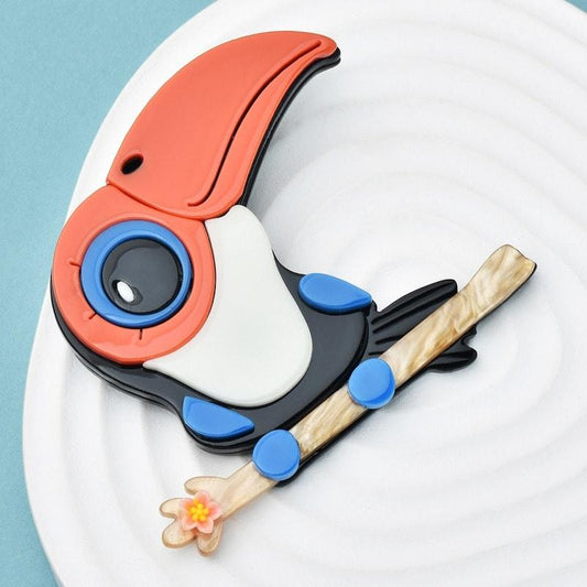 Brosa portocalie, forma de papagal, Saul C3 - Pursehuit.ro