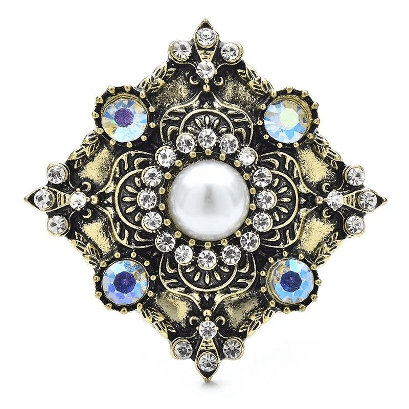 Brosa aurie, stil baroc, cu pietre si perla, Aima C2 - Pursehuit.ro