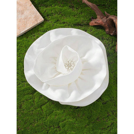 Brosa tip floare supradimensionata, alba, Agathe C22 - Pursehuit.ro