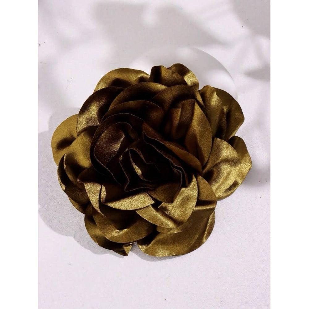 Brosa tip floare supradimensionata, kaki, Balbina C12 - Pursehuit.ro