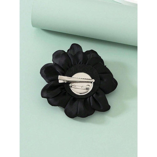 Brosa tip floare supradimensionata, neagra, Beatrix C12 - Pursehuit.ro