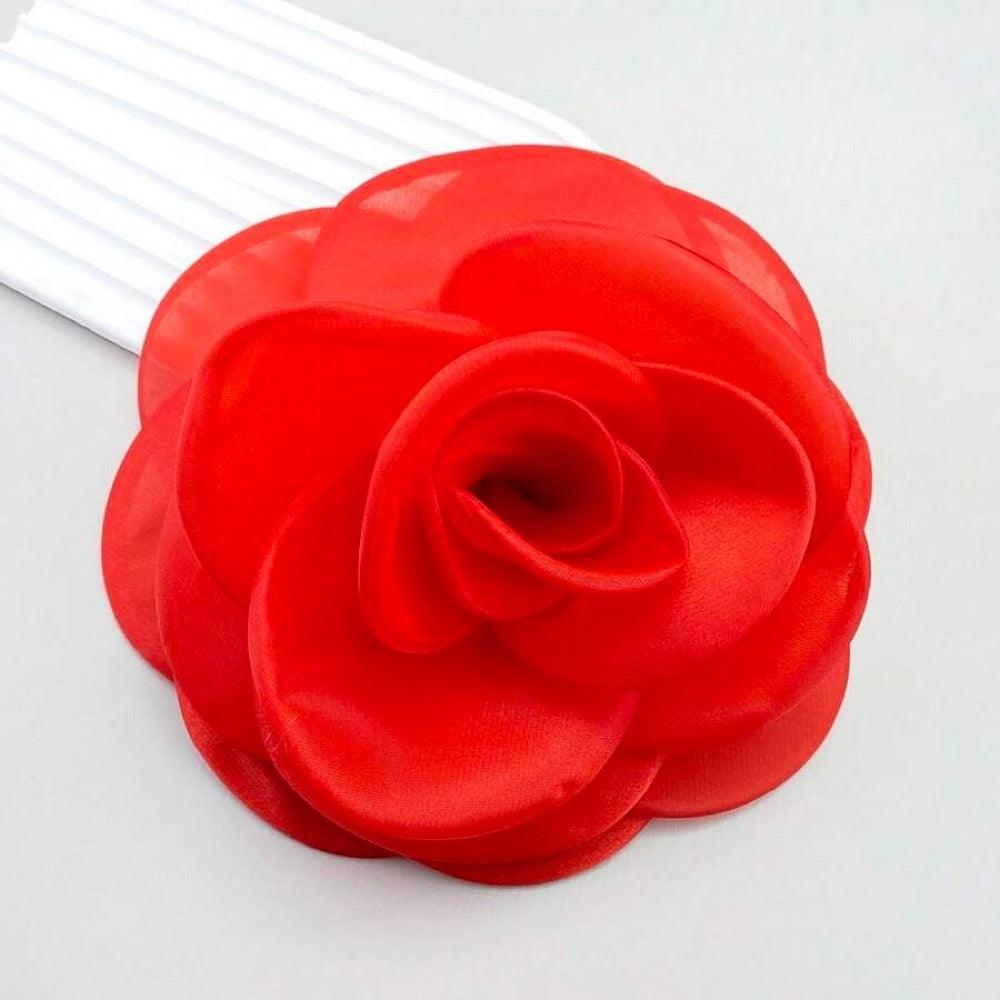 Brosa tip floare supradimensionata, rosie, Arina C22 - Pursehuit.ro