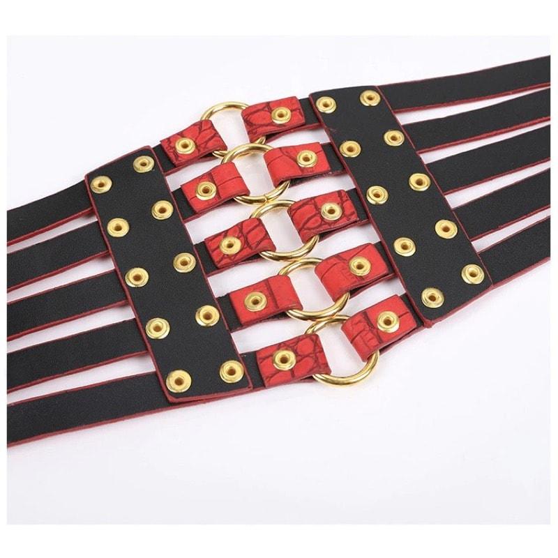 Centura corset, rosie, din piele ecologica, elastica, Clarina C1 - Pursehuit.ro