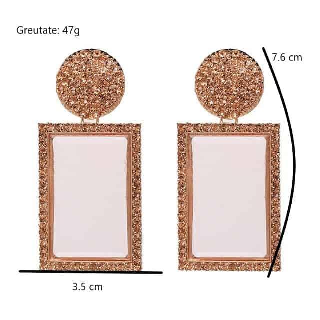 Cercei rose gold, cu pietre, Chrissy C5 - Pursehuit.ro