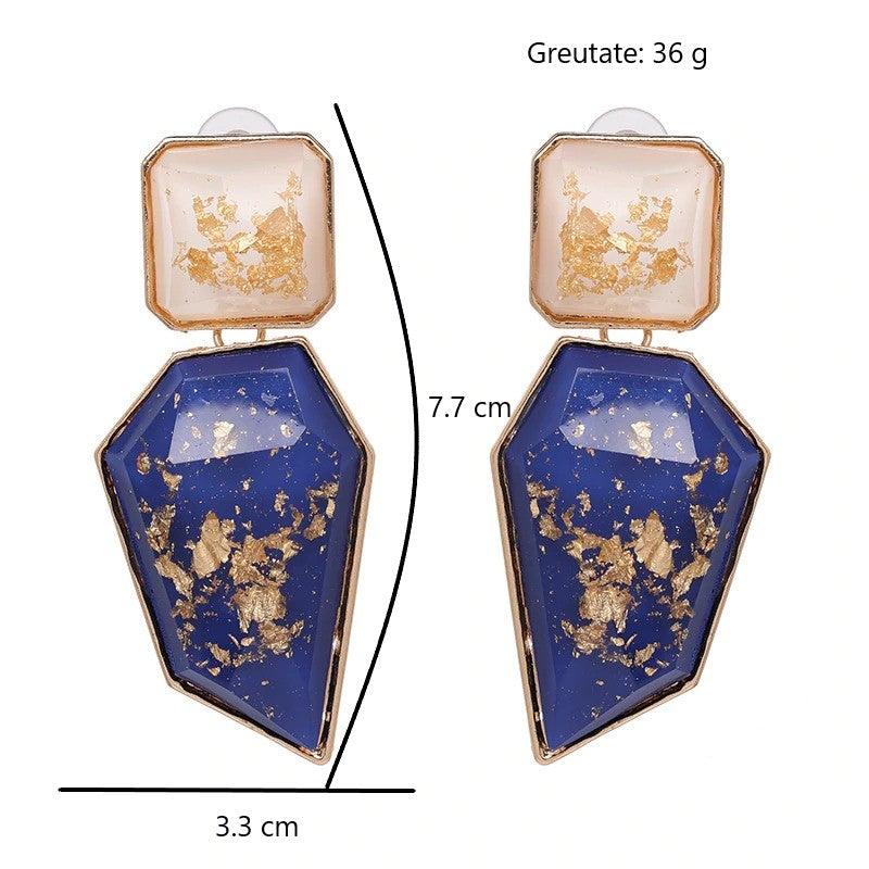 Cercei aurii, cu piatra albastra, Filina C17 - Pursehuit.ro