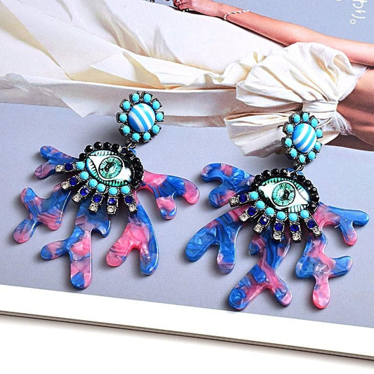 Cercei albastri, forma de corali, cu pietre, Stefanie C2 - Pursehuit.ro