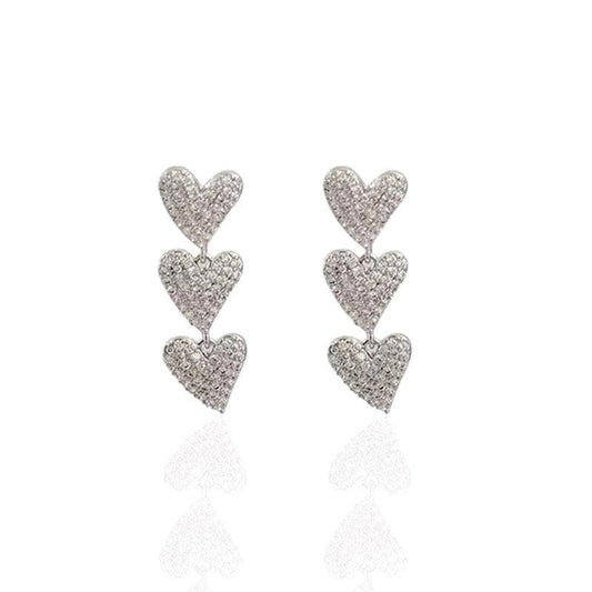 Cercei argintii, cu inimi si pietre de zirconiu, Gwen C8 - Pursehuit.ro
