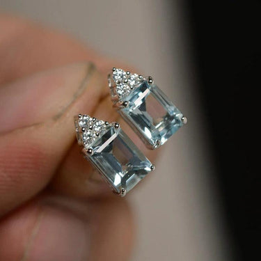Cercei argintii, cu piatra bleu din zirconiu, Dalmar C7 - Pursehuit.ro