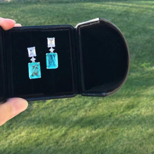 Cercei argintii, cu pietre bleu din zirconiu, Adolfina C16 - Pursehuit.ro