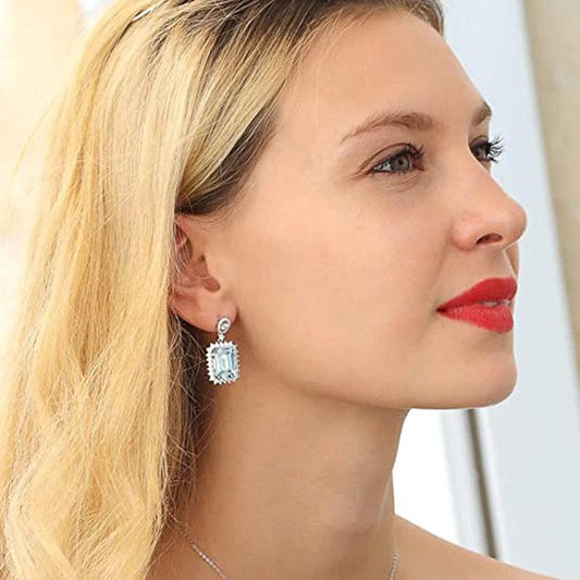 Cercei argintii, cu pietre bleu din zirconiu, Maia C18 - Pursehuit.ro