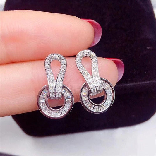 Cercei argintii, cu pietre din zirconiu, Amber C14 - Pursehuit.ro