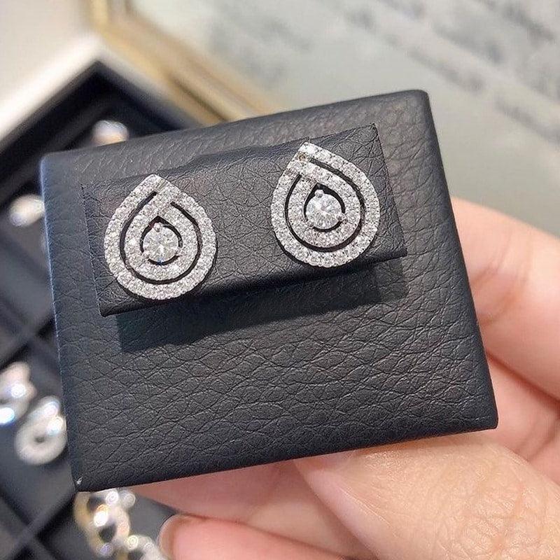 Cercei argintii, cu pietre din zirconiu, Cuno C16 - Pursehuit.ro