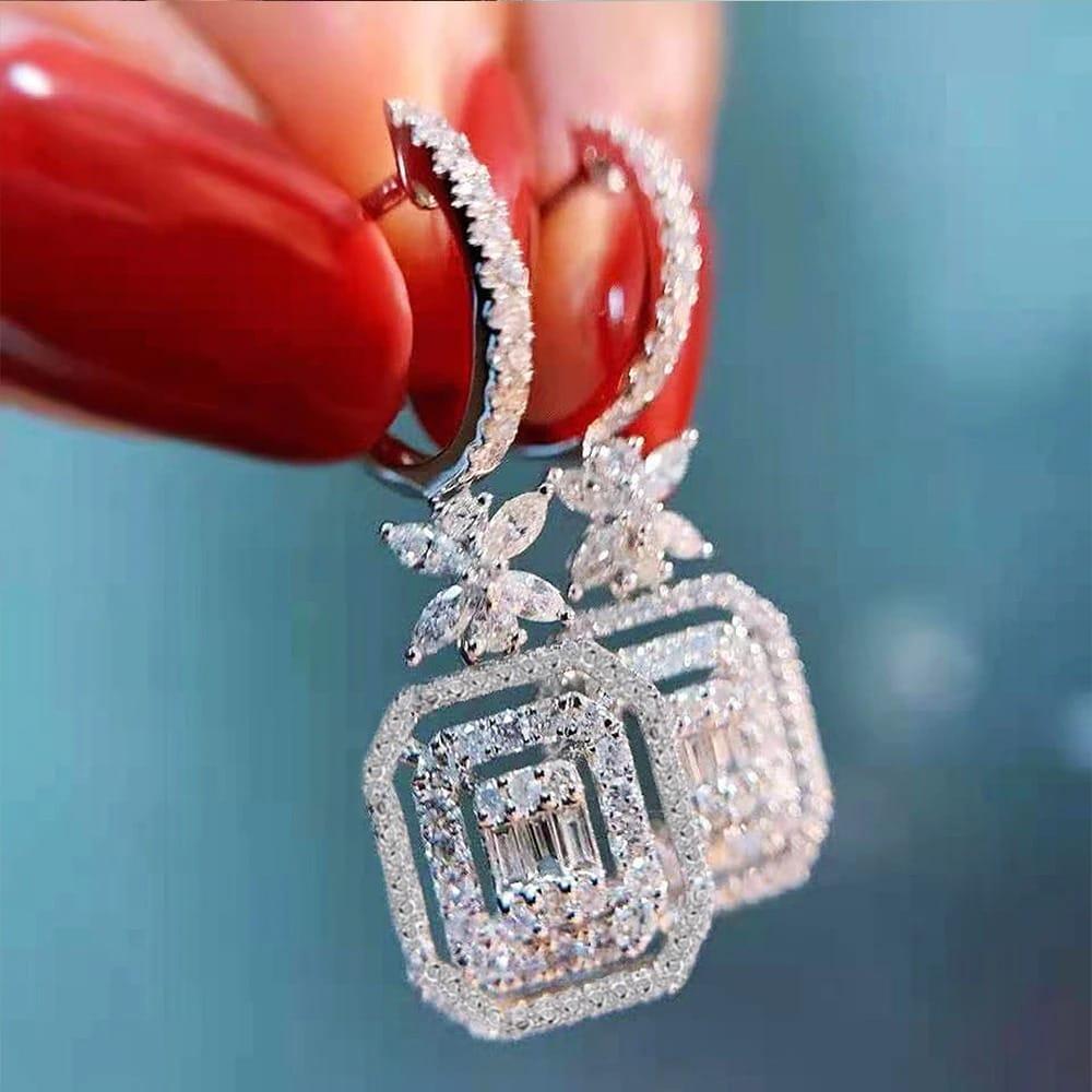 Cercei argintii, cu pietre din zirconiu, Nathaly C15 - Pursehuit.ro