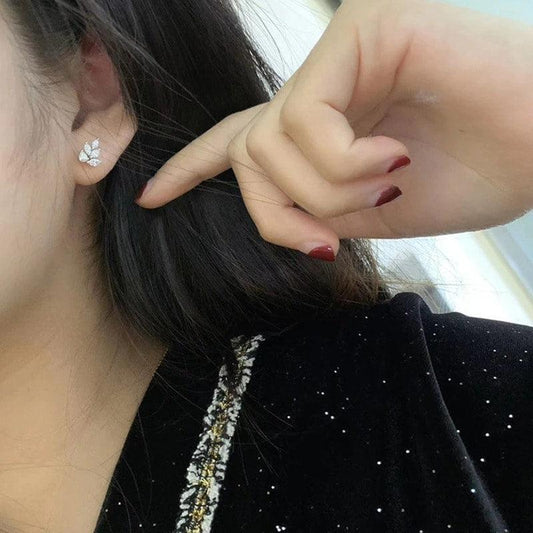 Cercei argintii, cu pietre din zirconiu, Palma C7 - Pursehuit.ro