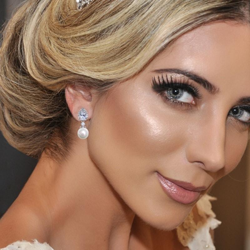 Cercei argintii, cu pietre din zirconiu si perle, Crispina C16 - Pursehuit.ro