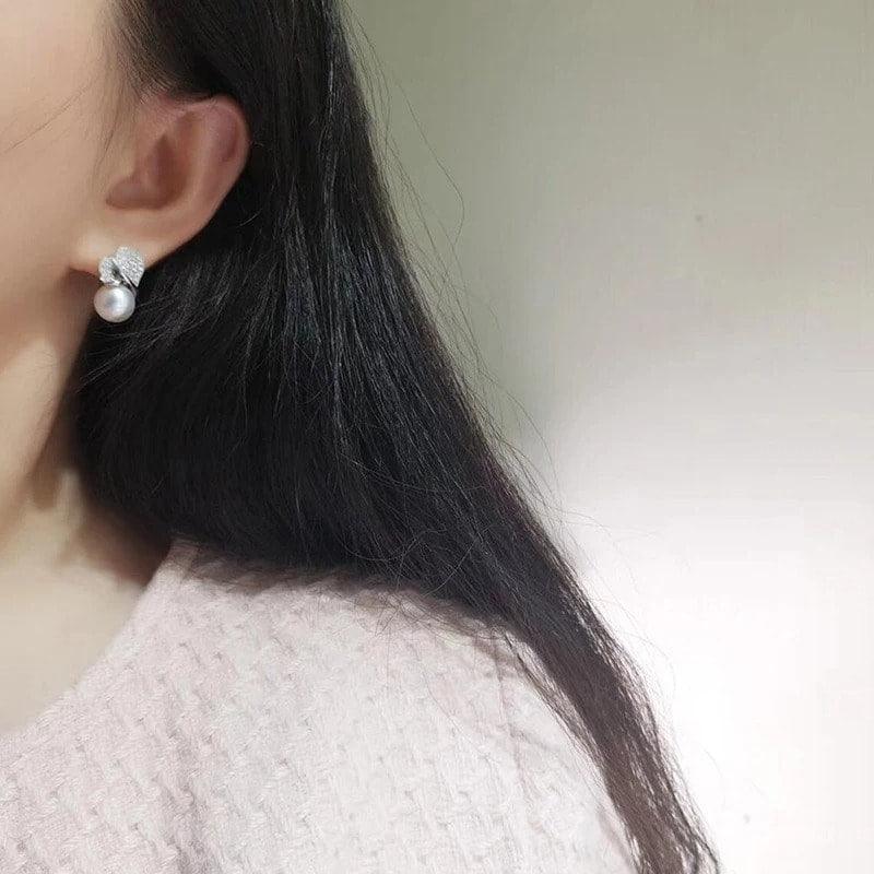 Cercei argintii, cu pietre din zirconiu si perle, Marlen C7 - Pursehuit.ro