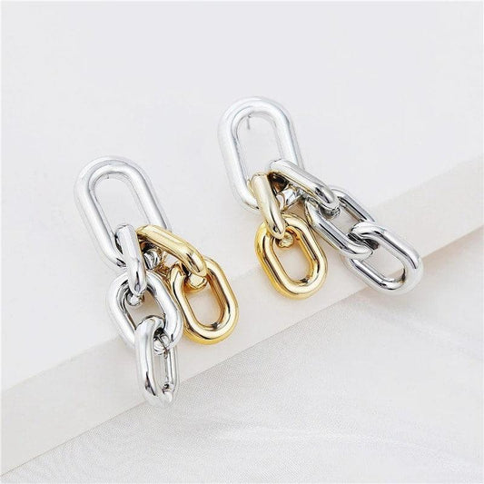 Cercei argintii, cu zale aurii imbinate, Salme C15 - Pursehuit.ro