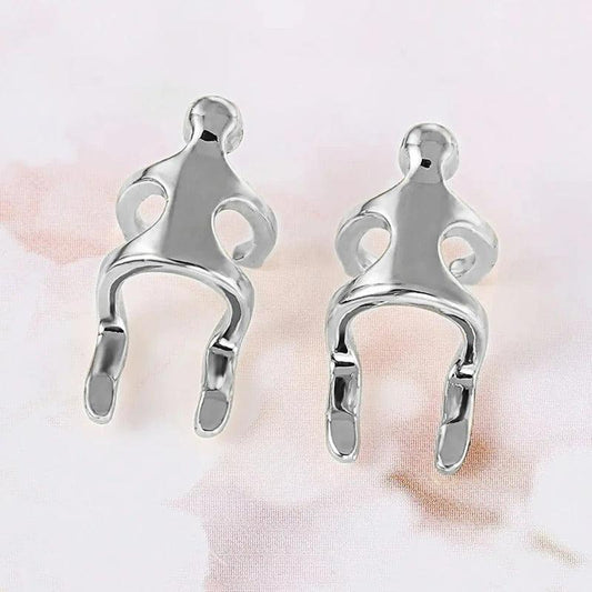 Cercei argintii, ear cuff, forma umana, Dagmar C19 - Pursehuit.ro