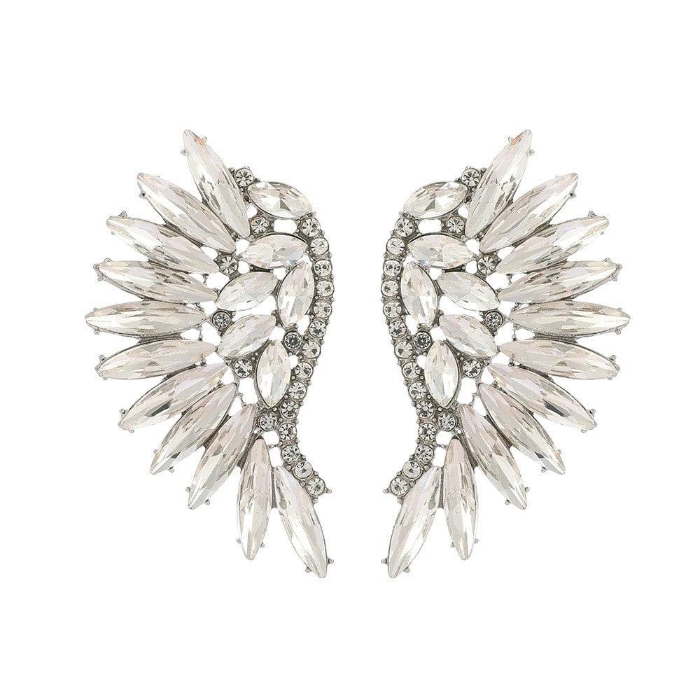 Cercei argintii, forma de aripi, cu pietre, Evamaria C10 - Pursehuit.ro