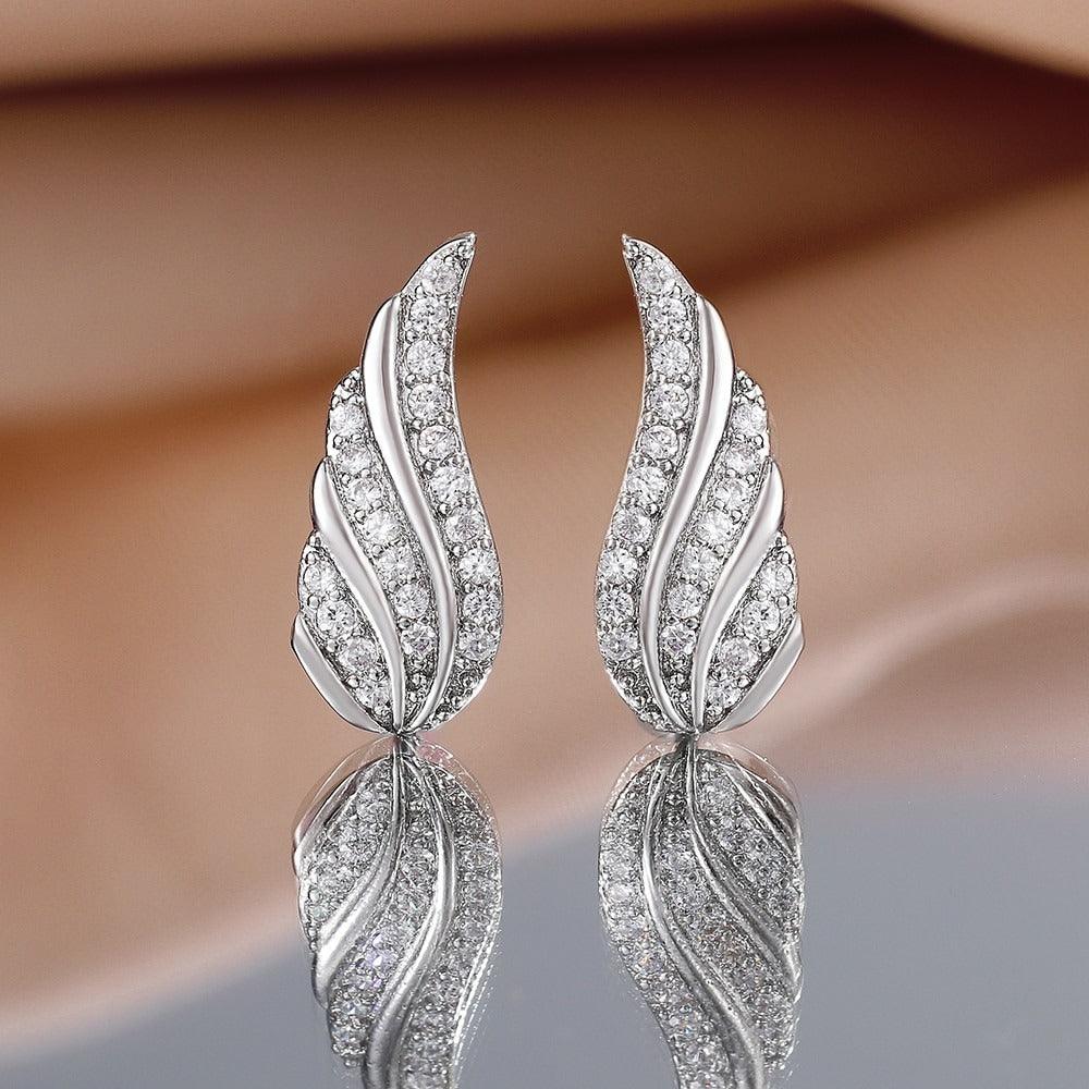 Cercei argintii, forma de aripi, cu pietre din zirconiu, Agner C18 - Pursehuit.ro