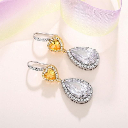 Cercei argintii, forma de lacrima, cu pietre din zirconiu, Cosima C15 - Pursehuit.ro