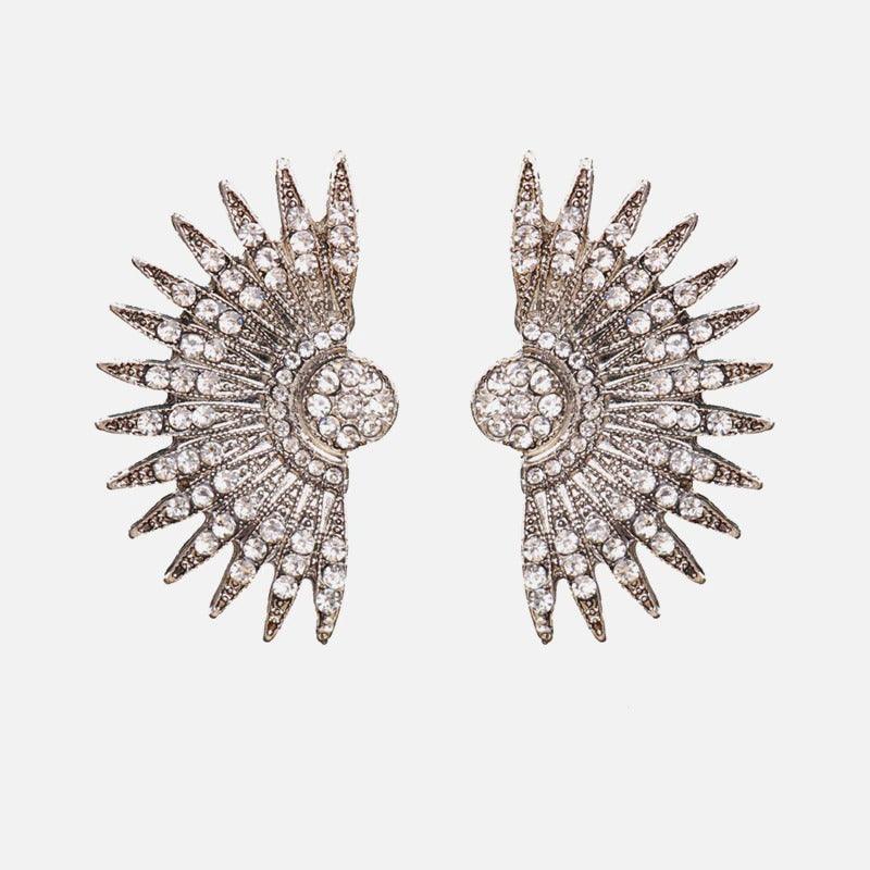 Cercei argintii, forma de raze, cu pietre, Solja C5 OUT - Pursehuit.ro