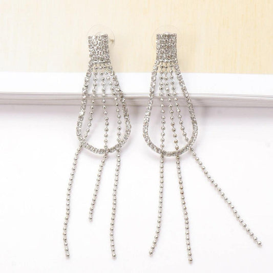 Cercei argintii, lungi, cu pietre, Faidra C14 - Pursehuit.ro