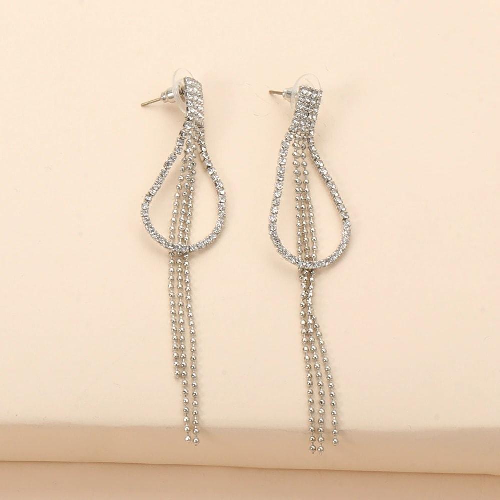 Cercei argintii, lungi, cu pietre, Faidra C14 - Pursehuit.ro