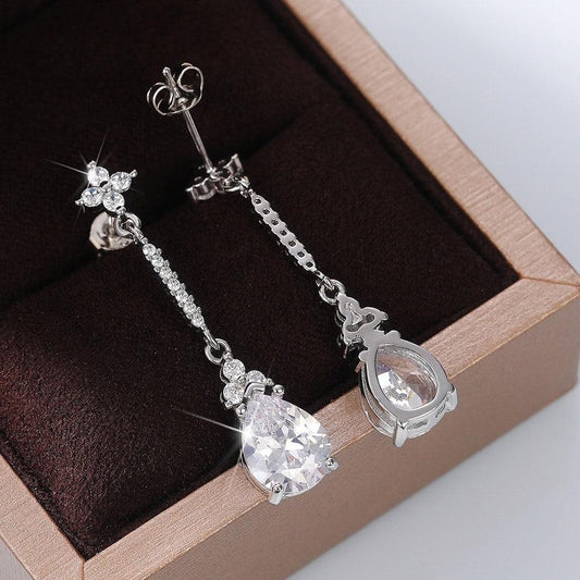 Cercei argintii, lungi, cu pietre din zirconiu, Natalia C15 - Pursehuit.ro