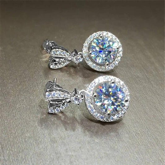 Cercei argintii, rotunzi, cu pietre din zirconiu, Cosima C14 - Pursehuit.ro