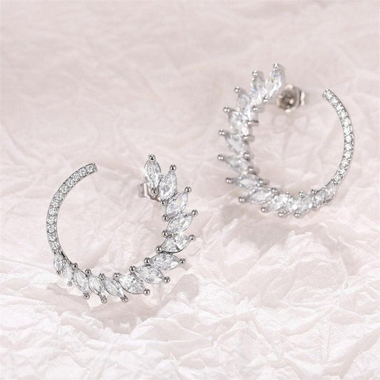 Cercei argintii, rotunzi, cu pietre din zirconiu, Dagny C16 - Pursehuit.ro