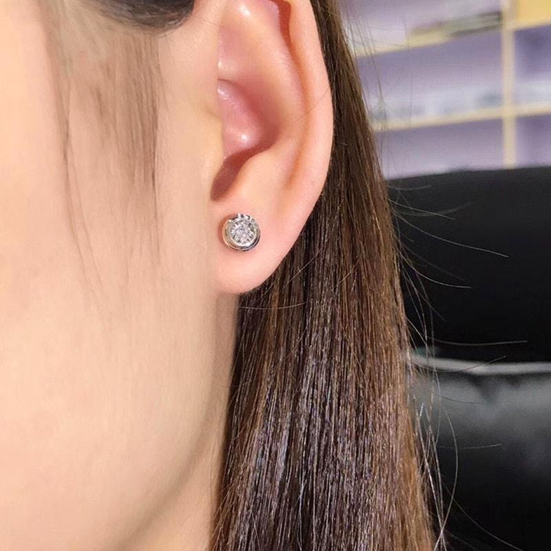 Cercei argintii, rotunzi, cu pietre din zirconiu, Kano C8 - Pursehuit.ro