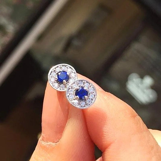 Cercei argintii, rotunzi, cu pietre din zirconiu, Neja C15 - Pursehuit.ro