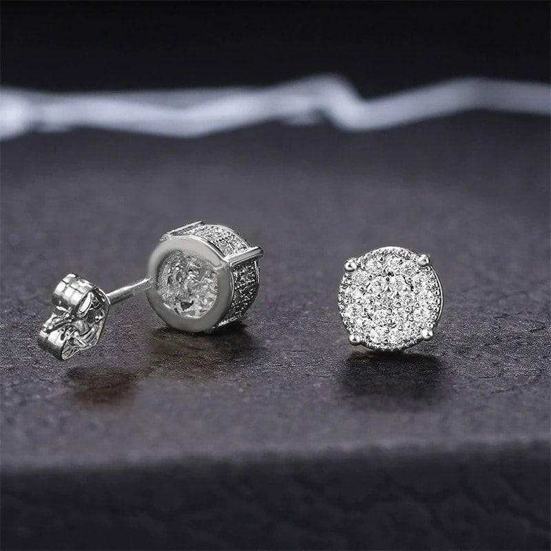 Cercei argintii, rotunzi, cu pietre din zirconiu, Nenia C15