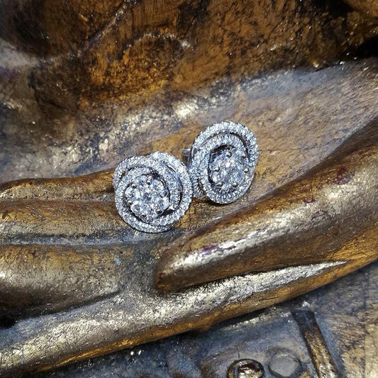 Cercei argintii, spiralati, cu pietre din zirconiu, Kasandra C8 - Pursehuit.ro