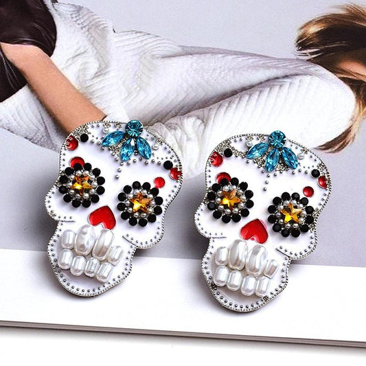 Cercei argintii, stil mexican, cu pietre si perle, Volga C2 - Pursehuit.ro