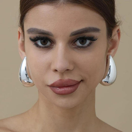 Cercei argintii, supradimensionati, forma de picatura de apa, Munda C13 - Pursehuit.ro