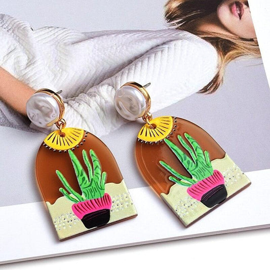 Cercei aurii, cu peisaj desertic, Valme C1 - Pursehuit.ro