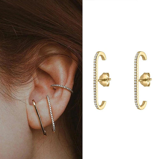 Cercei aurii, cu pietre din zirconiu, Nordine C3 - Pursehuit.ro